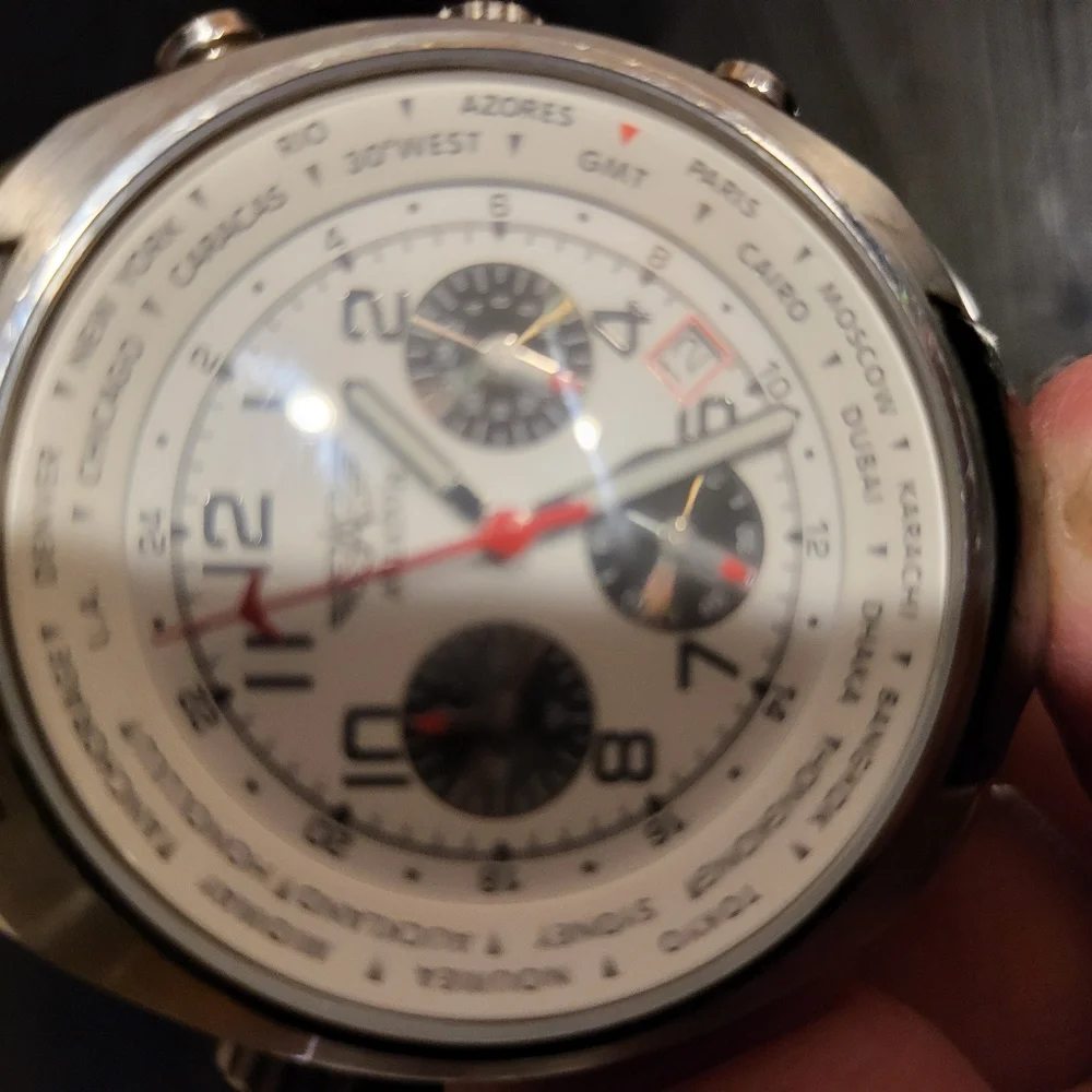 Aviator Chronograph Watch, Model Number AVW5839G4, 6 x Hands Dial, Leath…